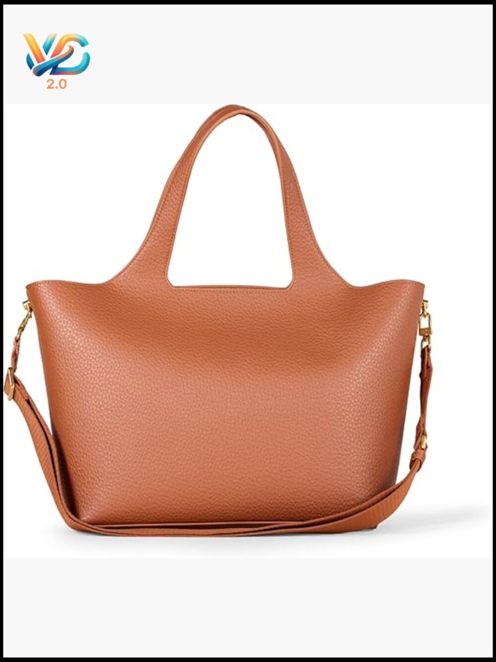 Soft Pebbled Faux Leather Tote with Crossbody Strap Magnetic Closure Laptop